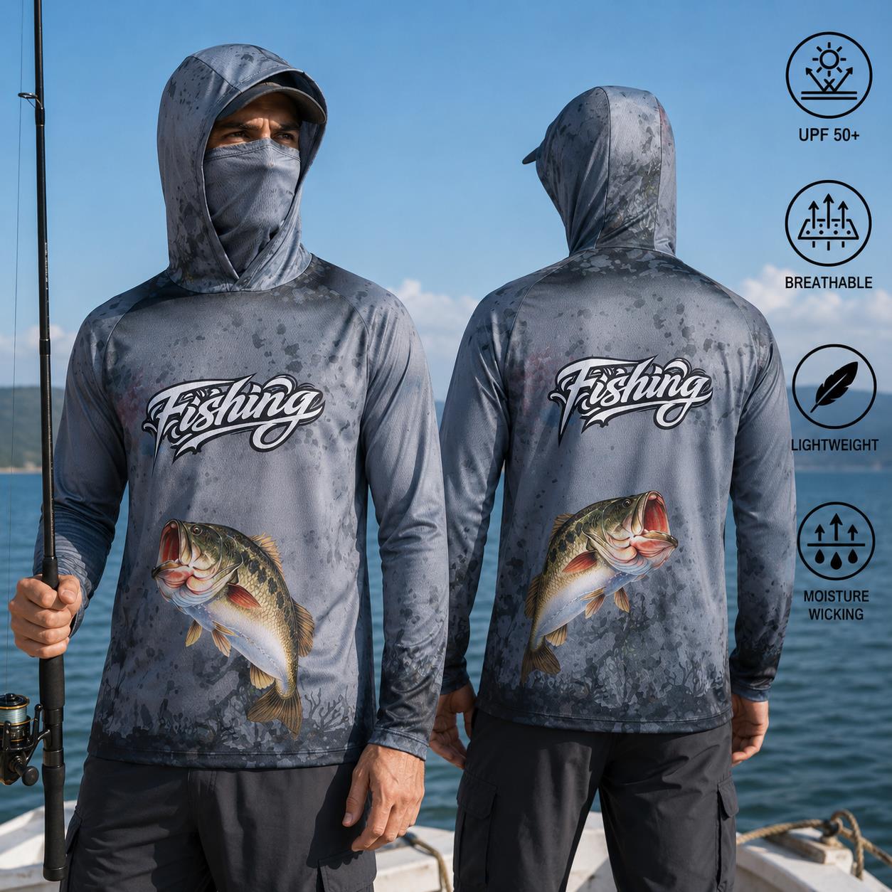 Fishing Shirt Hooded Men Fishi - Fishing Mask Sun Protection ulasan dan harga