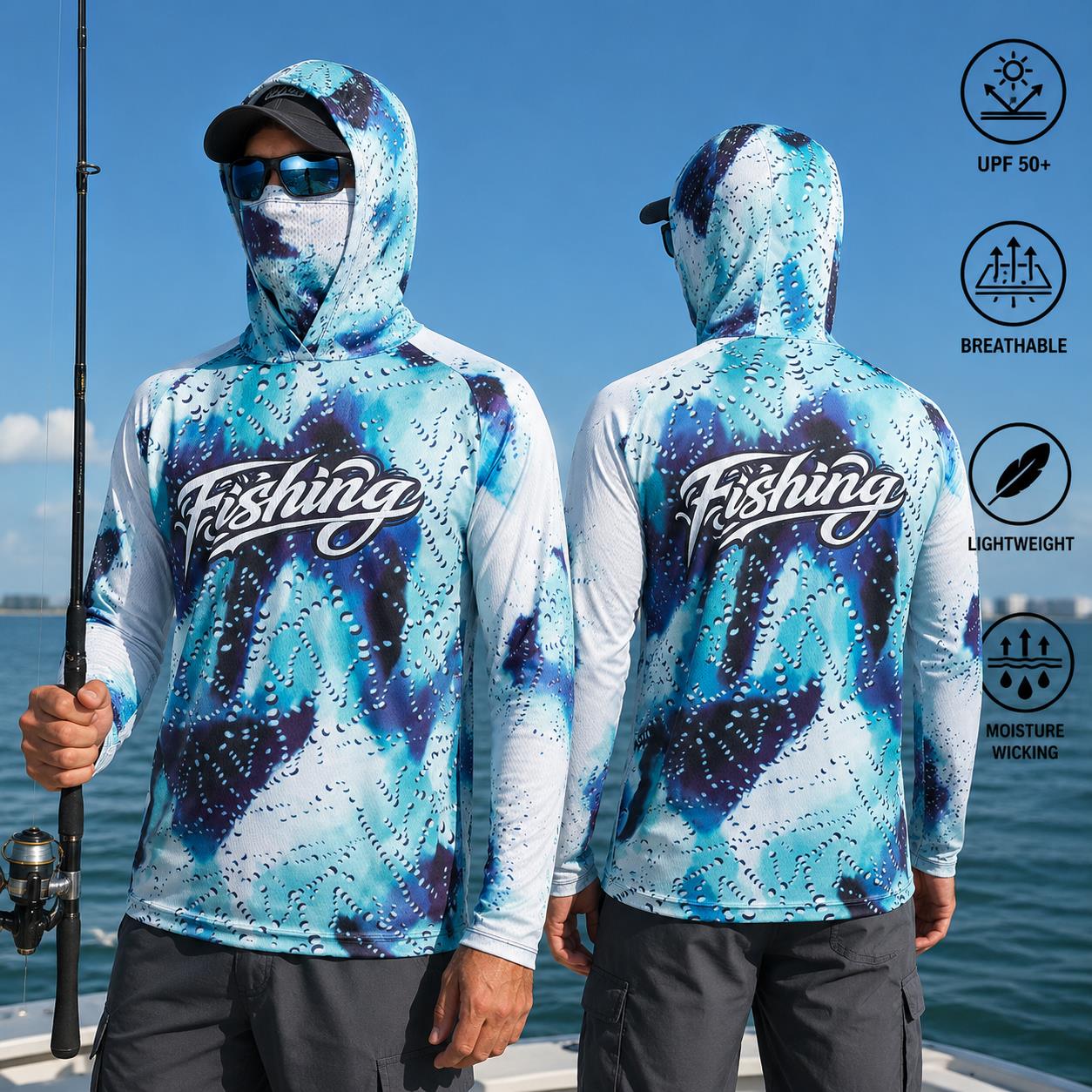 Fishing Shirt Hooded Men Fishi - Fishing Mask Sun Protection ulasan dan harga