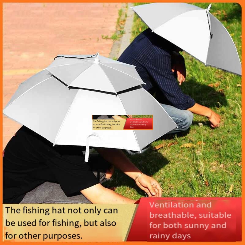Umbrella hat Head-mounted doub - Fishing Hat ulasan dan harga